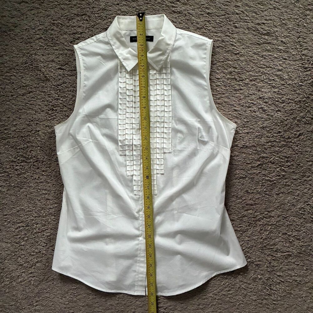 Banana Republic Riley Women Top 10P White Ruffle Sleeveless Tailored Preppy - Picture 8 of 10